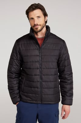 'Deaks' Men's Padded Jacket with Zipped Pockets Water Resistant Coat Black
