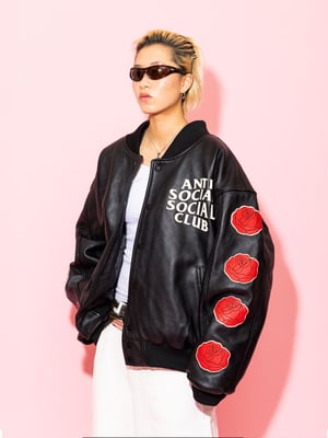 ASSC Petal to the Metal Leather Varsity Jacket in Black