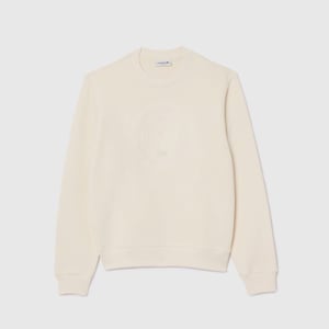 Women's Lacoste Embroidered Crewneck Sweatshirt in Cream