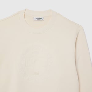Women's Lacoste Embroidered Crewneck Sweatshirt in Cream