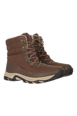 'Ohio' Men's Snow Boots Fleece Lined IsoTherm Waterproof Winter Skiing Shoes Brown