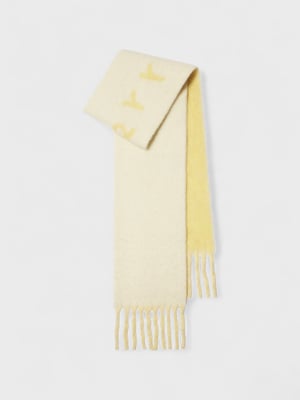 Burberry Reversible Logo Intarsia Scarf, Beige/White, Alpaca Wool Blend