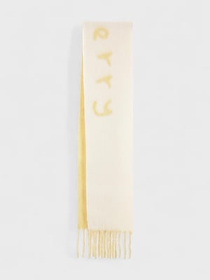 Burberry Reversible Logo Intarsia Scarf, Beige/White, Alpaca Wool Blend