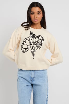 Floral embroidery jumper