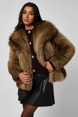 Brown Faux Fur Jacket