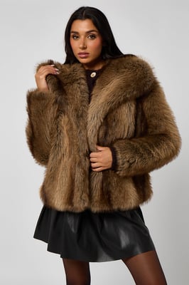 Brown Faux Fur Jacket