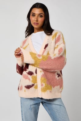 Brown Floral chunky cardigan