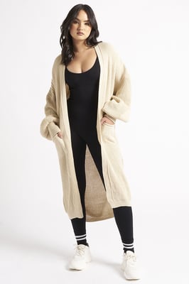 Beige Longline Cardigan