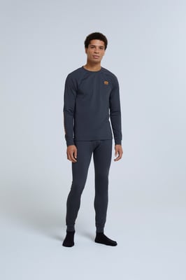 'Piste' Men's Base Layer Leggings Stretchy Breathable Warm Cosy Bottoms Charcoal
