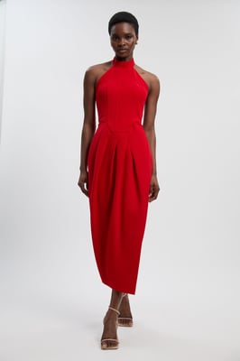 Soft Tailored Halter Neck Midi Dress