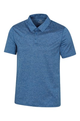 'Agra' Men's Striped Polo T-Shirt Sun Protection Sweat Wicking Tee Blue