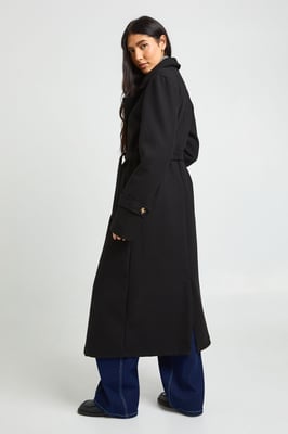 Tall Belted Wool Look Trench