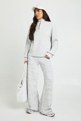 Tall Super Soft Zip Neck Oversized Jumper and Wide Leg Trouser Co-Ord