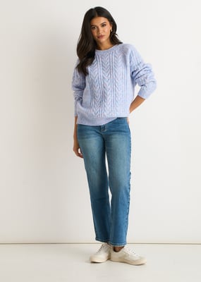 Blue Cable Flex Long Sleeves Jumper