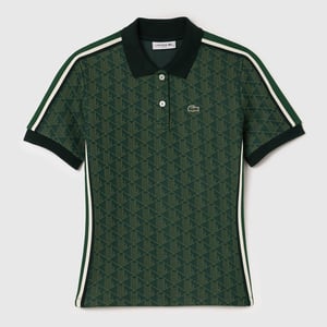 Women's Lacoste Slim-Fit Monogram Jacquard Polo Shirt in Green
