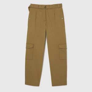 Women's Lacoste Cotton Gabardine Cargo Pants in Brown