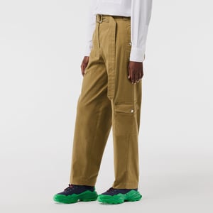 Women's Lacoste Cotton Gabardine Cargo Pants in Brown