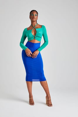 Multi Colour Block Midi Dress