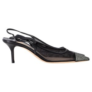 Jimmy Choo Anika 65 Embellished Slingback Pumps in Black Polyester
