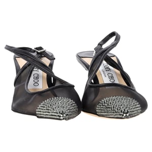 Jimmy Choo Anika 65 Embellished Slingback Pumps in Black Polyester