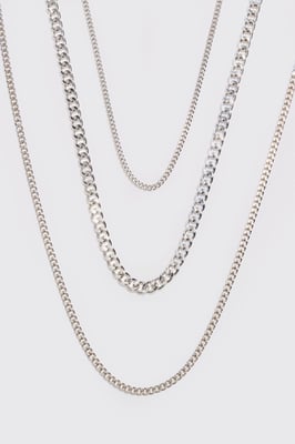 3 Pack Chain Necklace In Silver