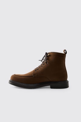 Faux Suede Chunky Sole Hiking Detail Boots