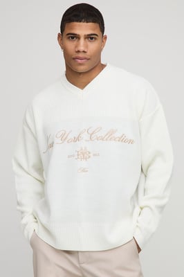 Oversized Rib Hockey Varsity Knitted T-Shirt