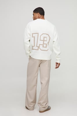 Oversized Rib Hockey Varsity Knitted T-Shirt