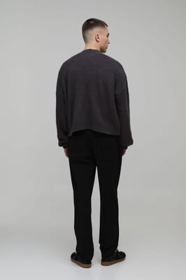 Shrunken Brushed Knitted Cardigan