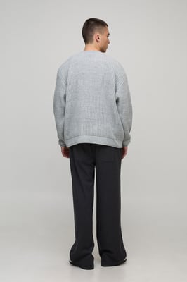 Oversized Fisherman Rib Knitted Button Up Cardigan