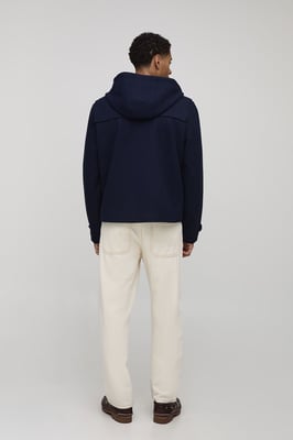 Oversized Boxy Fit Melton Toggle Hooded Duffle Coat