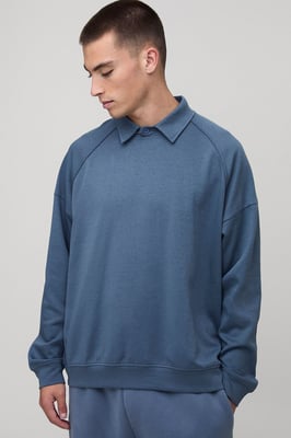 Oversized Premium Placketless Interlock Raglan Sleeve Polo