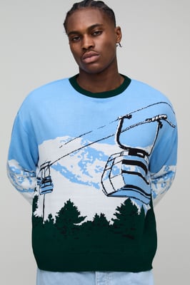 Oversized Boxy Ski Jacquard Knitted Jumper