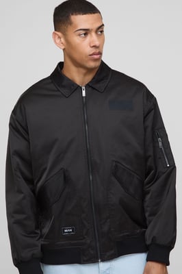 Oversized Nylon Collared Flight Jacket