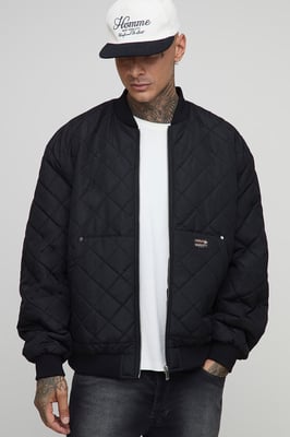 Tall Quilted Carpenter Pocket Regular Fit Bomber Jacket