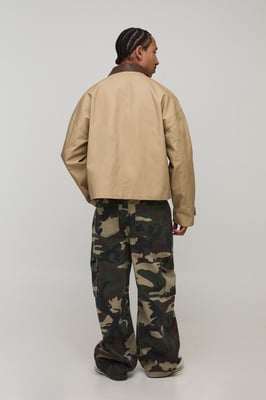 Oversized Fit Contrast Collared Mac