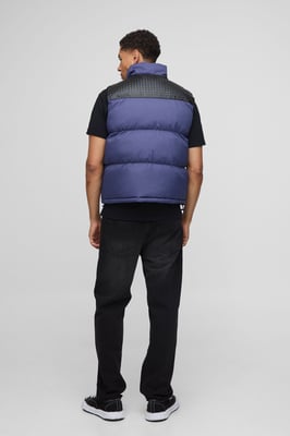 Regular Fit PU Yoke Nylon Panel Gilet