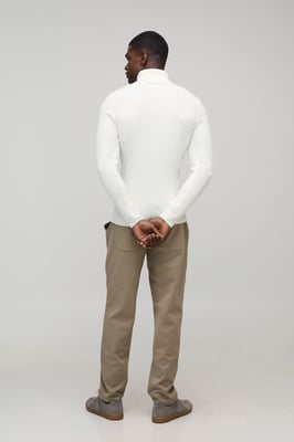 Muscle Fit Ribbed Roll Neck Knitted Jumper