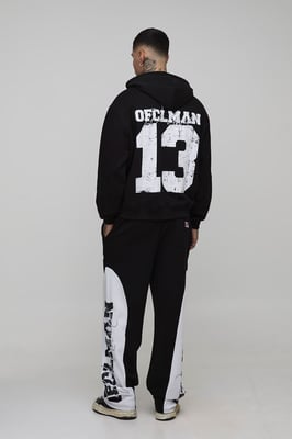 Tall Oversized Boxy Spray Wash 13 Print Hoodie