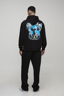 Tall Oversized Gothic Rhinestone Graphic Hoodie