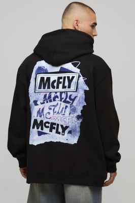 Black Oversized McFly License Printed Hoodie