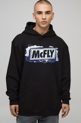 Black Oversized McFly License Printed Hoodie