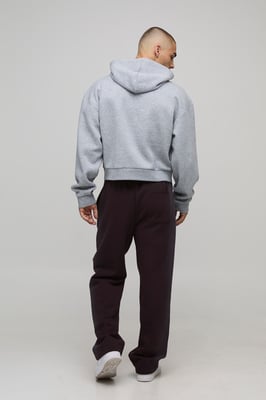 Oversized Shrunken Boxy Leopard Print Applique Hoodie