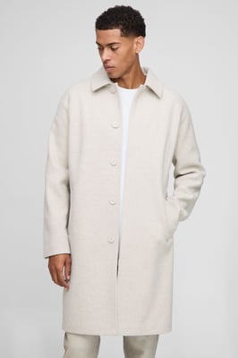 Regular Fit Raglan Single Breasted Melton Car Coat