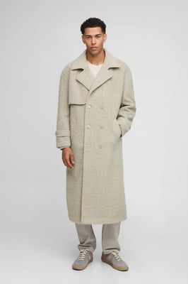 Oversized Fit Double Breasted Longline Boucle Overcoat