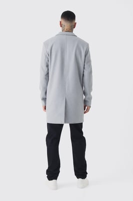 Tall Single Breasted Wool Look Overcoat in Grey