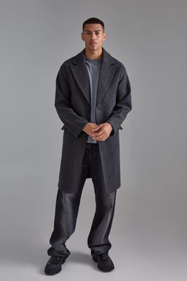 Single Breasted Overcoat In Grey