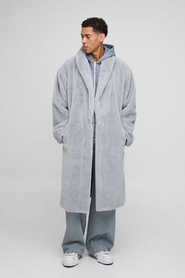 Oversized Plush Faux Fur Shawl Overcoat