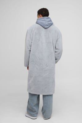 Oversized Plush Faux Fur Shawl Overcoat