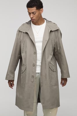 Regular Fit Long Length Hooded Parka Jacket